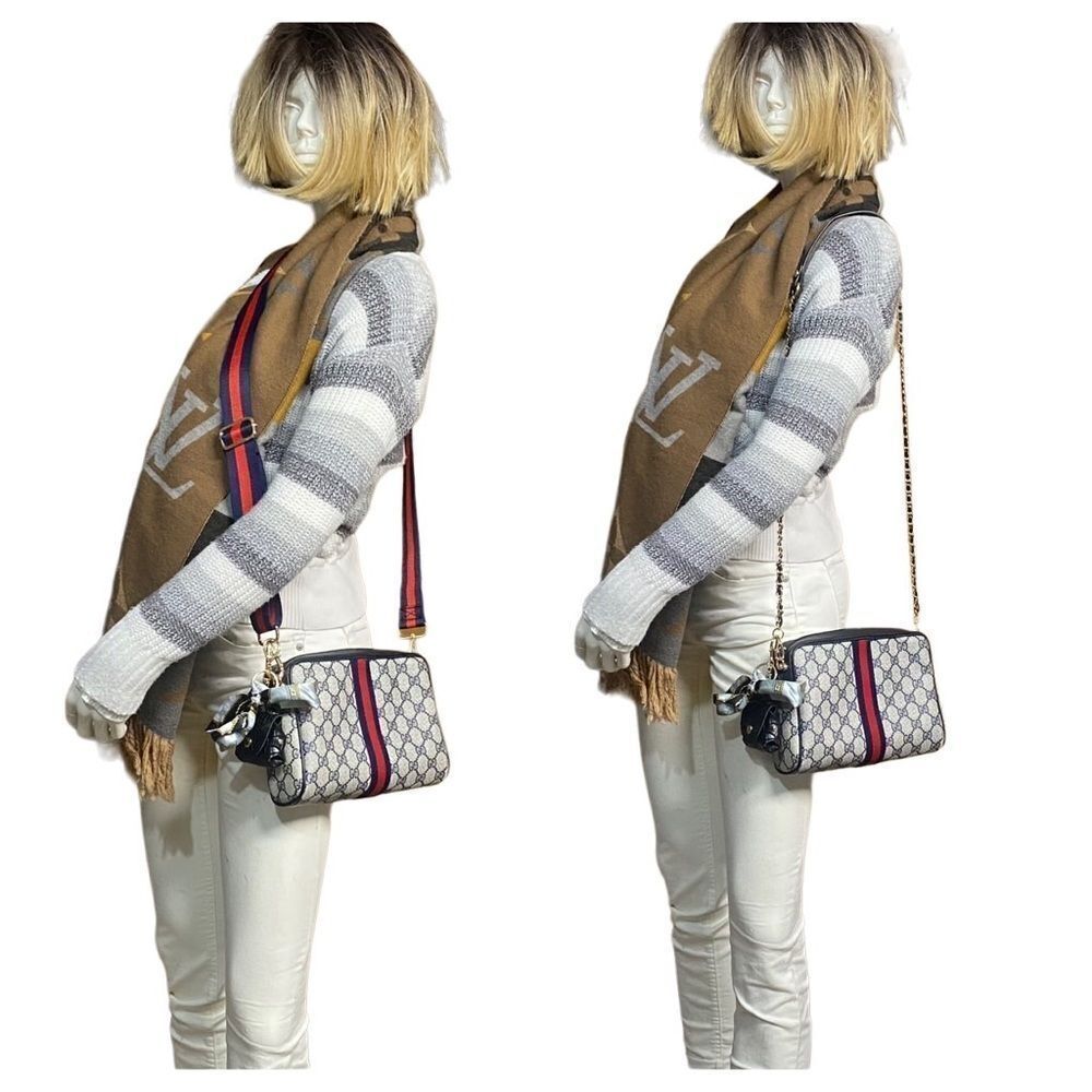 GUCCI GG Pattern Pvc/Leather Clutch-Crossbody-Shoulder Bag 💼 - Picture 4 of 17